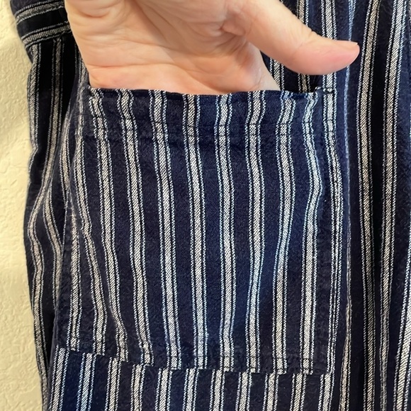 Gap Women Shorts XL Pull On Stretch Waist Blue & White Linen Striped Preppy - Picture 5 of 14